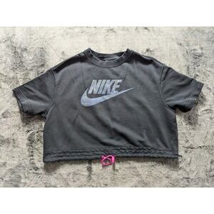 Nike Crop Sweatshirt Top Women's Size Medium Black